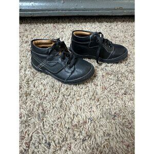 Dogi Kids Black Lace-Up Leather Shoes durable Casual High-Top Style Flexible